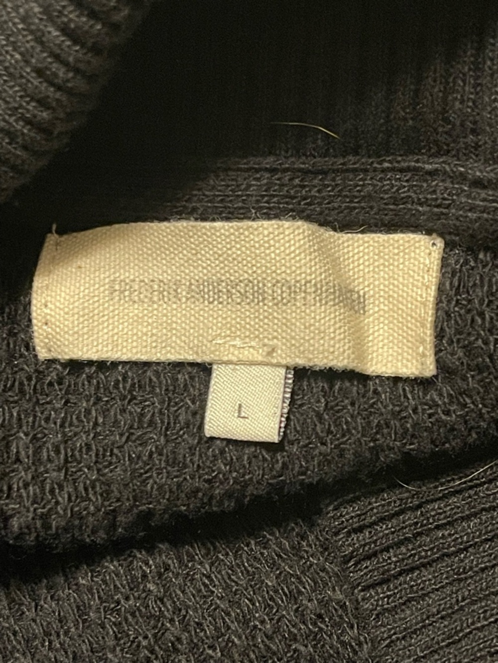 Frederik Anderson Copenhagen Large Black Open Front Knit Cardigan Sweater - Picture 7 of 10